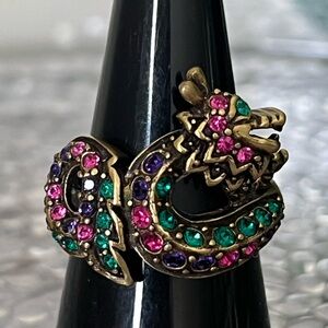 Heidi Daus Size 8 Dragon “Helm” Swarovski crystal ring